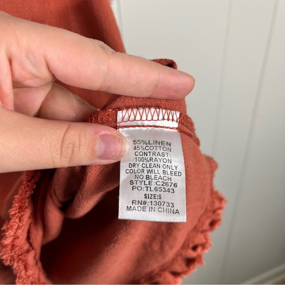 Umgee Boutique Orange Leopard Animal Print Ruffle Sleeve Relaxed Fit Top Small S - Picture 6 of 6